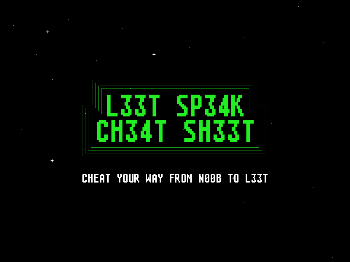 Leet Speak Cheat Sheet Gamehouse - rt 1337 green roblox